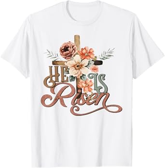 Retro Groovy He Is Risen Floral Jesus Easter Day Christians T-Shirt
