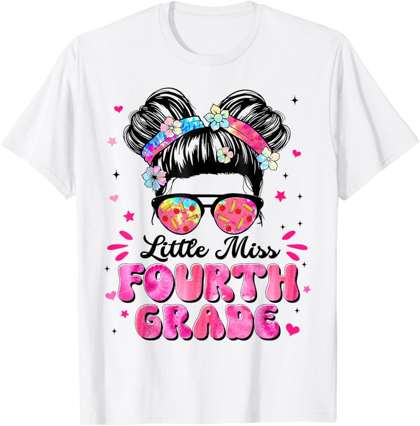 First Day Of Little Miss Fourth Grade 4th Grade Girls Kids T-shirt by TeeBrew