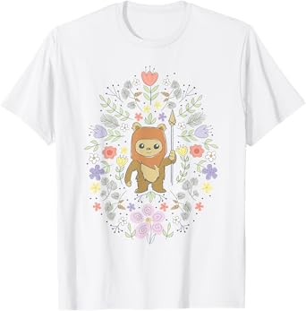 Star Wars Cute Ewok Spring Flowers Pastel Color Big Logo T-Shirt