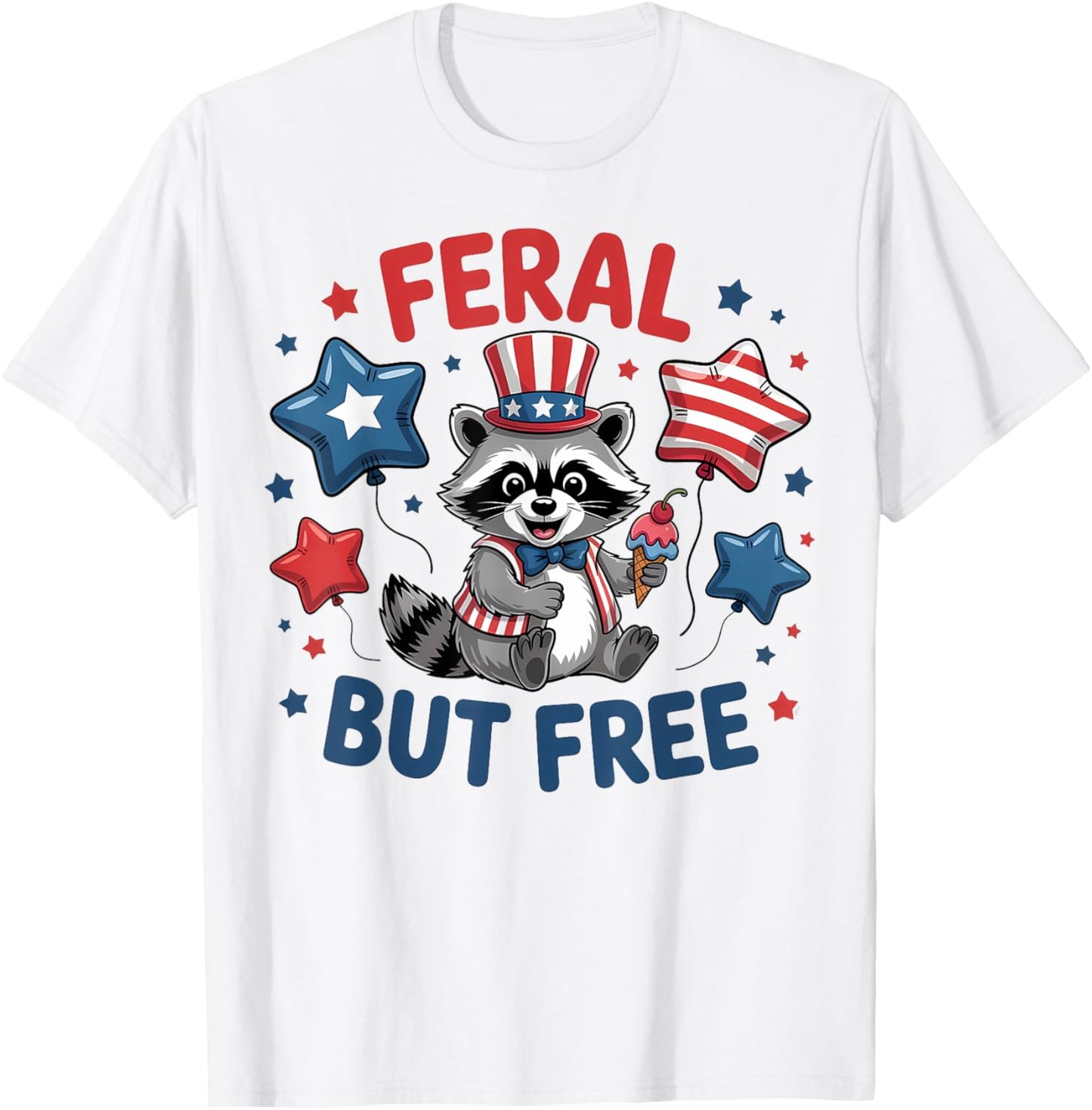 feral and free kids Racoon 4th July feral but free toddler T-Shirt