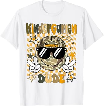 Kindergarten Camo Camouflage Smile Face Back To School Kids T-Shirt