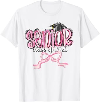 Senior Class of 2026 Coquette Pink Bow Graduation 2026 T-Shirt