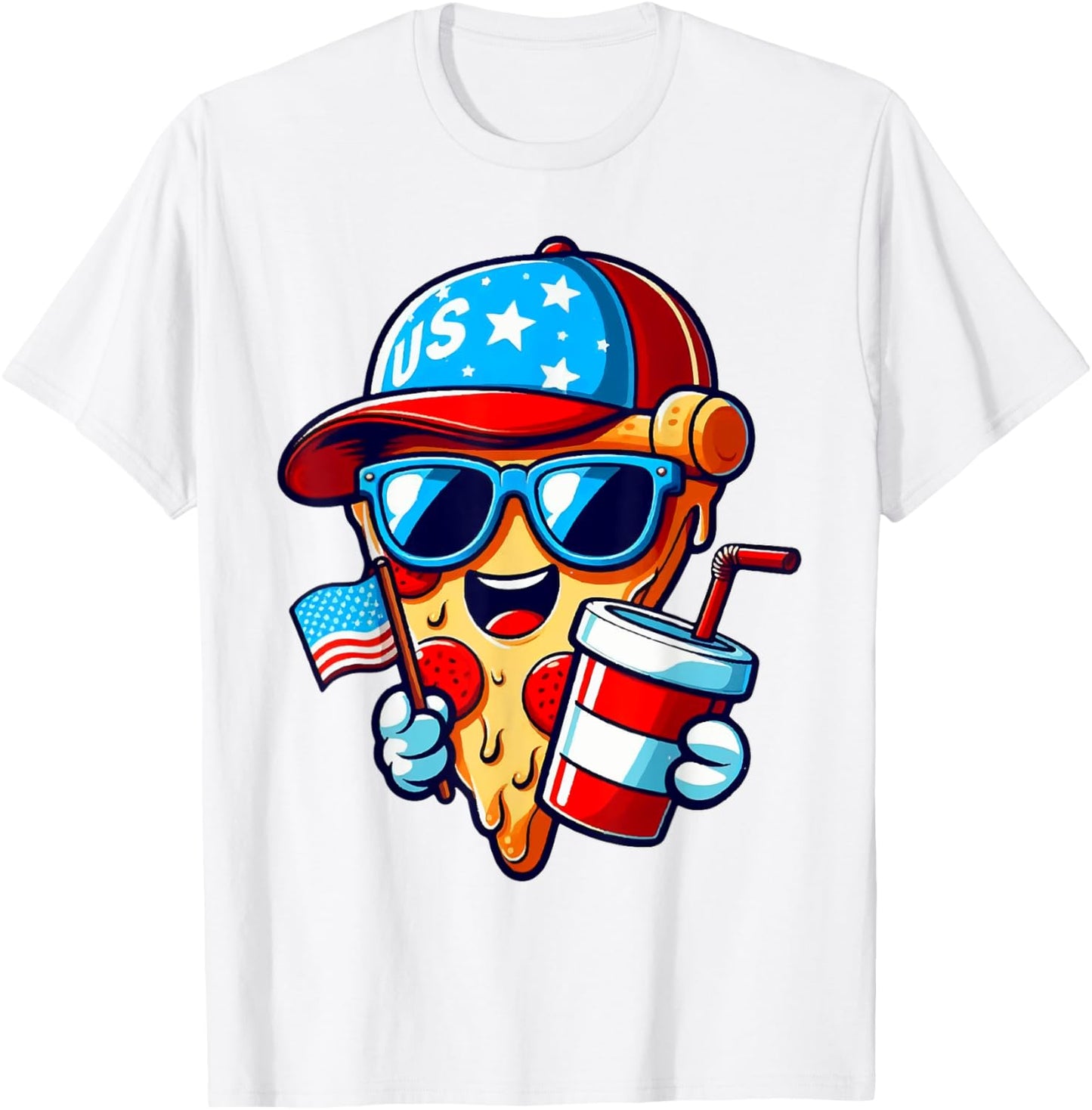 4th Of July Pizza Funny Fourth Of July Patriotic Usa Flag T-shirt