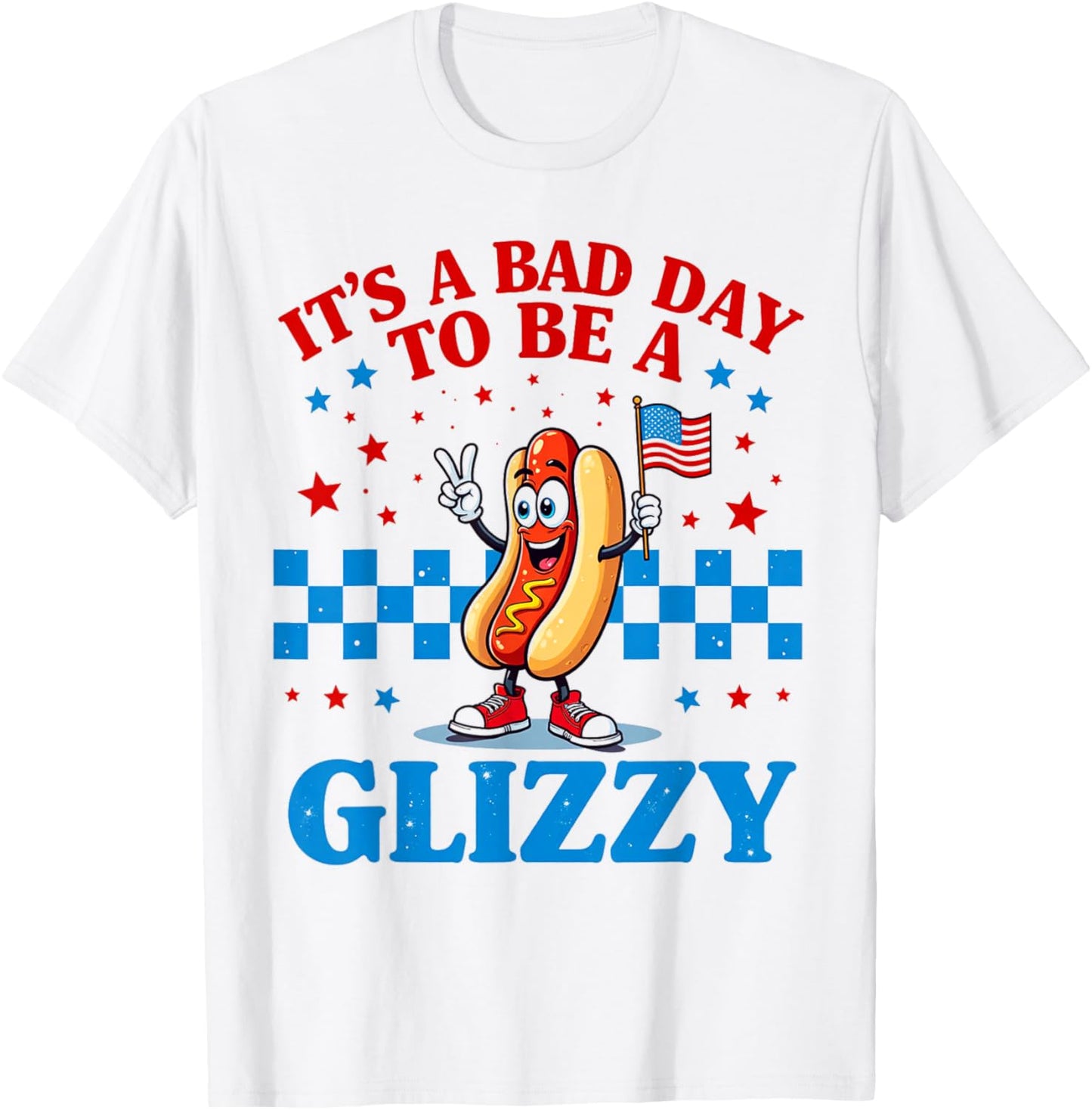 Funny Hot Dog Glizzy 4th Of July 2025 Patriotic Usa Flag Fun T-shirt