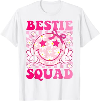 Groovy Bestie Squad Best Friends Matching Girls T-Shirt