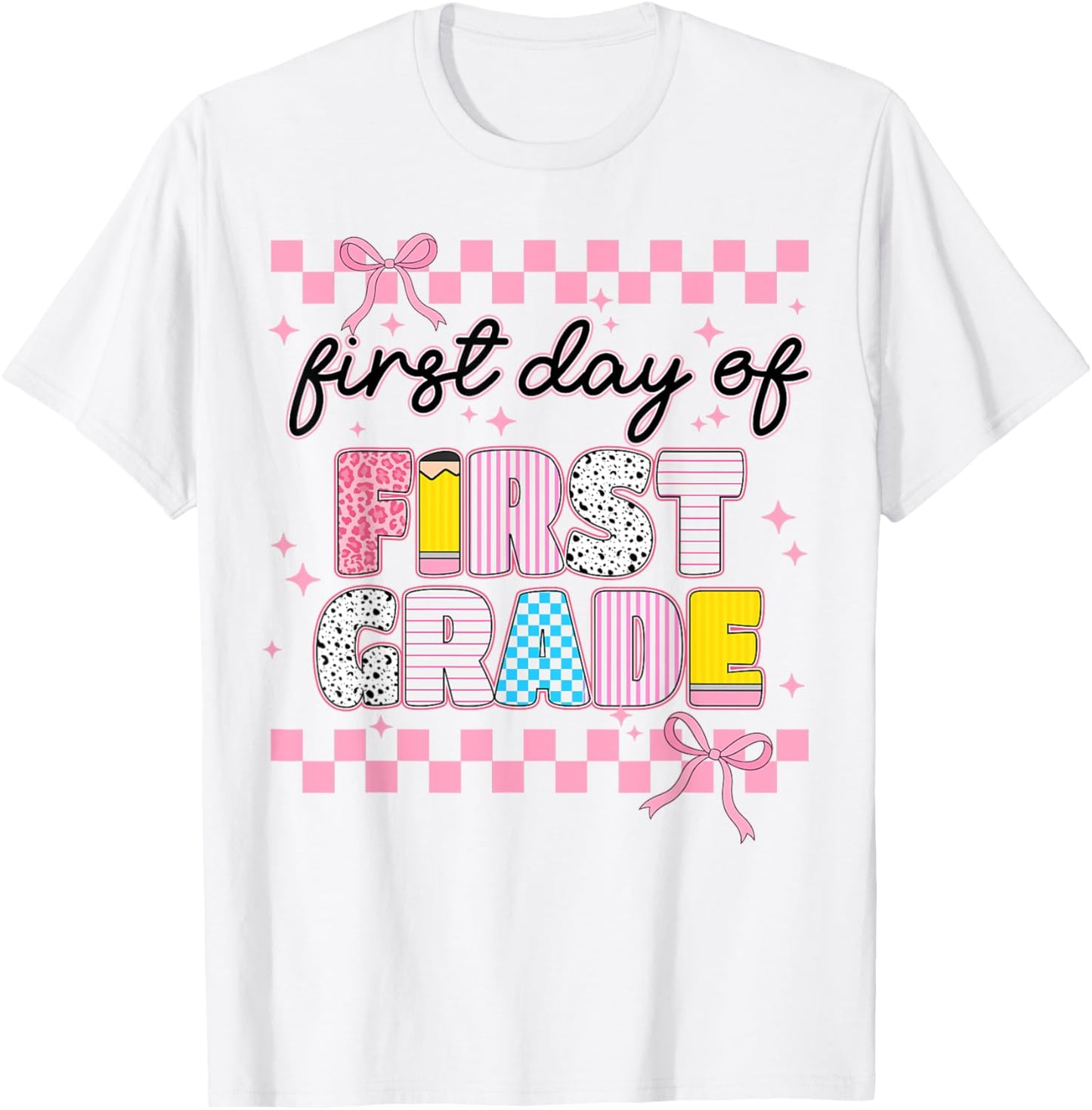 First 1st Day Of First Grade Coquette Back To School Girls T-Shirt