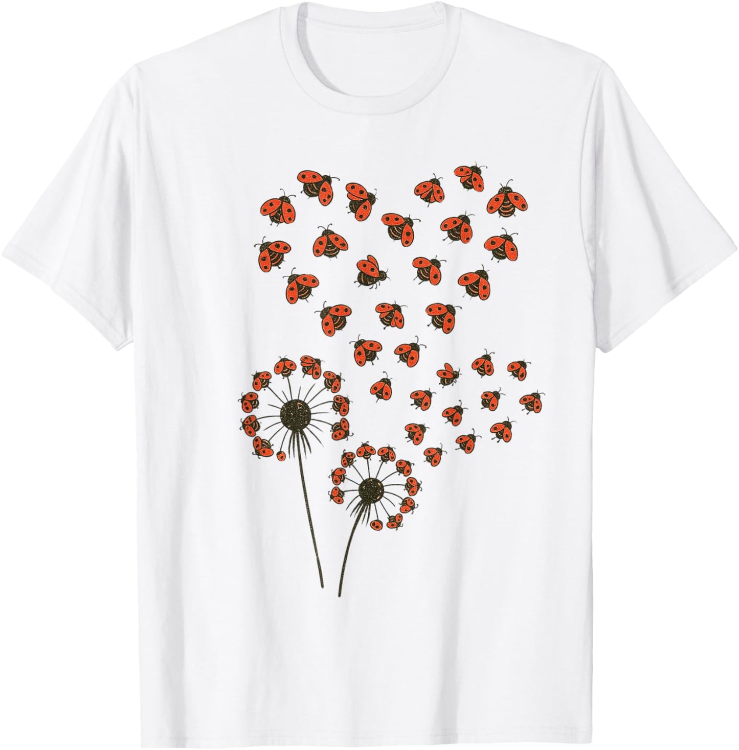 Cute Ladybugs Graphic Ladybug Dandelion Flower T-Shirt
