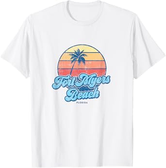 Vintage Fort Myers Beach Florida FL Classic 70s Retro Surfer T-Shirt
