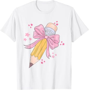 Pencil Coquette Bow Teacher Appreciation Back To School T-Shirt
