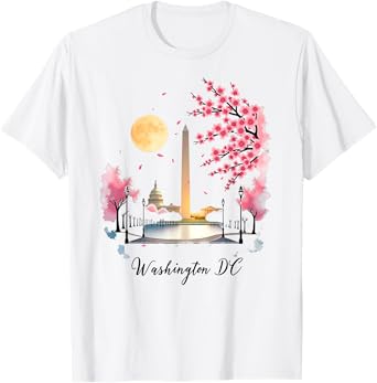 Retro Vintage Washington DC Pride Souvenir Cherry Blossom T-Shirt