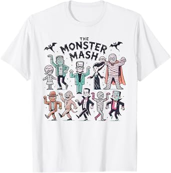 Monster Mash Spooky Season Halloween Mummy Witch Vampire T-Shirt