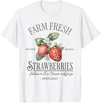 Farm Fresh Strawberries Vintage Strawberry Farmers Farm T-Shirt