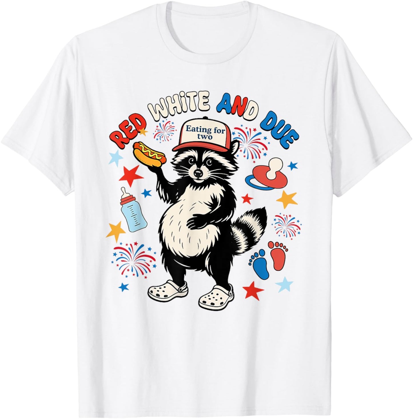 Red White And Due 4th Of July Patriotic Funny Raccoon T-shirt
