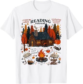 Reading Retreat Ghost Read More Books Funny Halloween Book T-Shirt