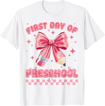 First Day Of Preschool Coquette Back To School Girls Kids T-Shirt