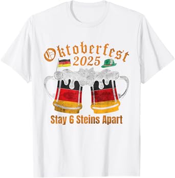 Oktoberfest 2025 6 Stein Apart Beer October Funny Drinking T-Shirt