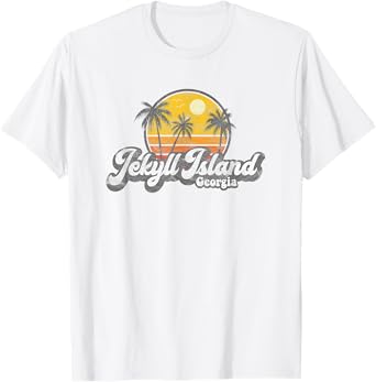 Jekyll Island GA 70's Retro Fishing Boating Beach Surfing T-Shirt for Men Women
