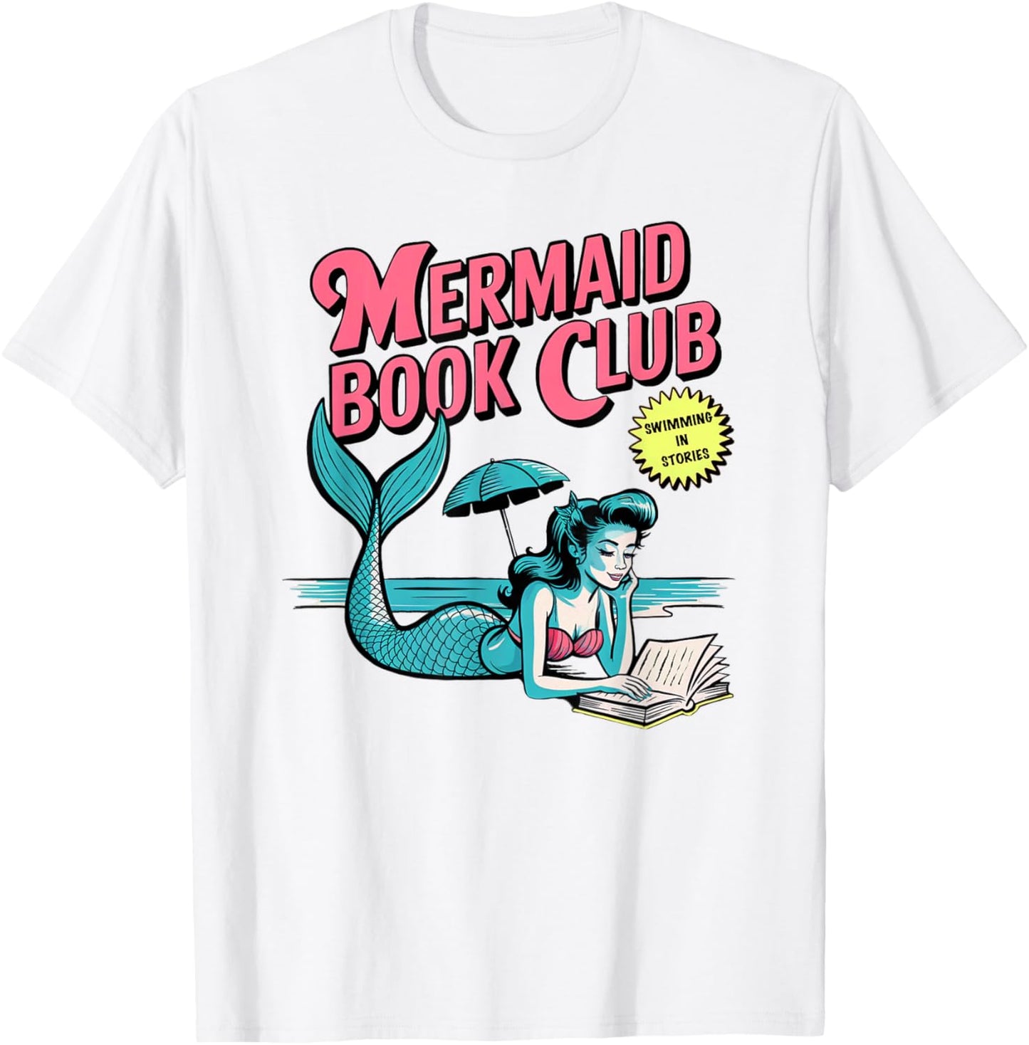 Mermaid Book Club Reading Lover Cute Beach Book Girl Summer T-Shirt