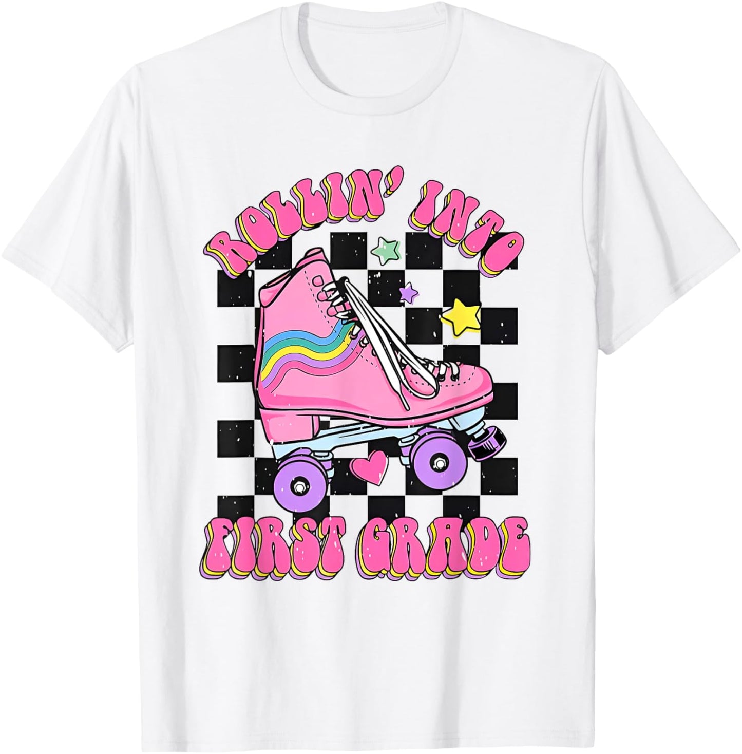 Back To School Skating Rollin Into First Grade Kids 1st Grade Shirt by TeeBrew