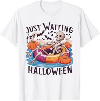 Funny Skeleton Just Waiting For Halloween T-Shirt