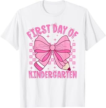 First Day Of Kindergarten Coquette Bow Back To School Girls T-Shirt