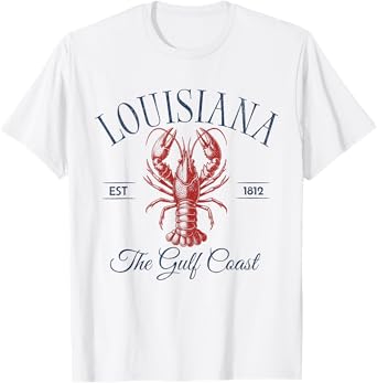 Louisiana EST 1812 Crawfish Retro Trendy Fisherman Aesthetic T-Shirt