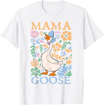 Cute Floral Mama Goose Coquette Mother's Day Silly Goose T-Shirt