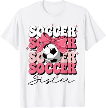 Groovy Soccer Sister Coquette Bow Soccer T-Shirt