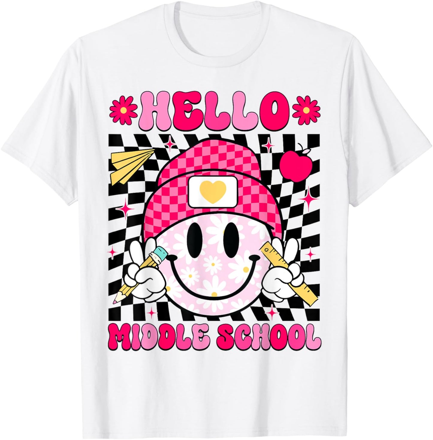Hello Middle School Smile Face Teacher Kid Back To School Tee by TeeBrew
