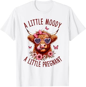 Western Pregnancy Reveal A Little Moody A Little Pregnant T-Shirt