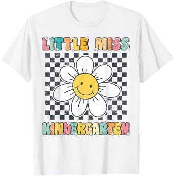 Little Miss Kindergarten Retro Groovy First Day of School T-Shirt