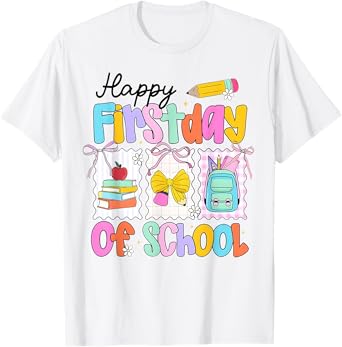 Happy First Day Of School Coquette Pencil Bow Back To School T-Shirt