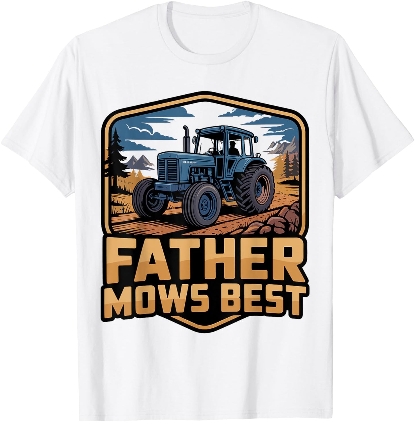Father Mows Best Lawn Tractor Retro Vintage Sunset Men Women T-Shirt