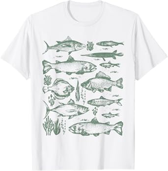 Retro Fish Nature Outdoor Fishing Mens Women Biology T-Shirt
