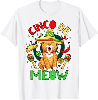 Cinco De Meow Funny Cinco De Mayo Cat Party T-Shirt