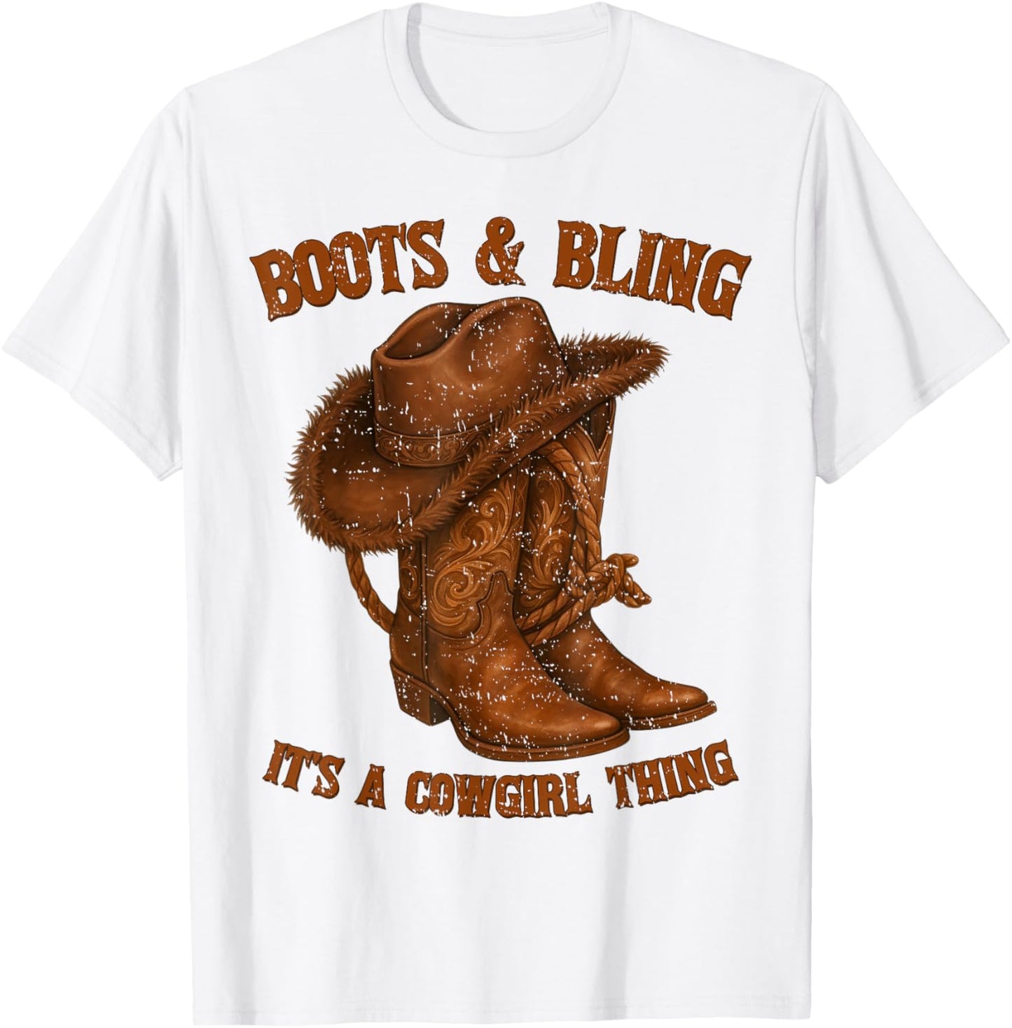Western Southern Rodeo Cowgirl Boots & Bling It's A Cowgirl T-Shirt