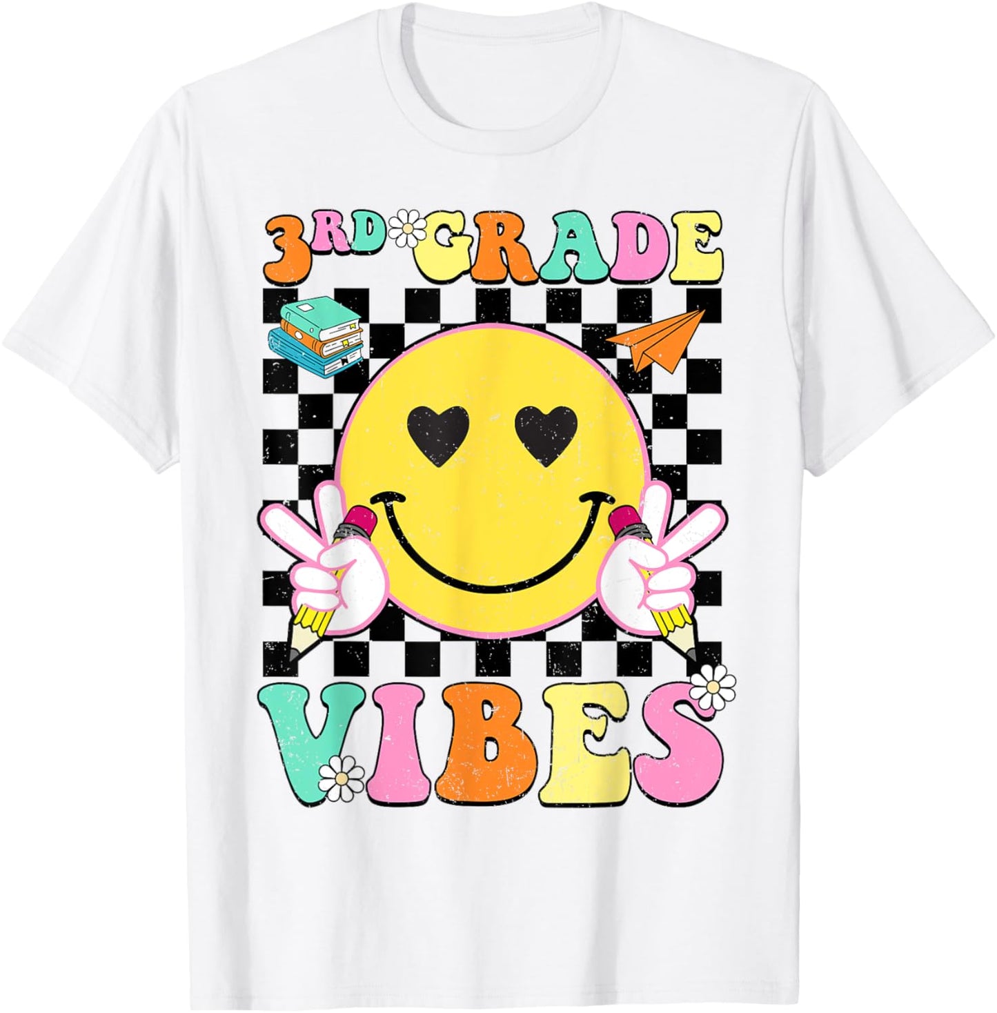 Third 3rd Grade Vibes Smile Face Teacher Boy Girl T-shirt by TeeBrew