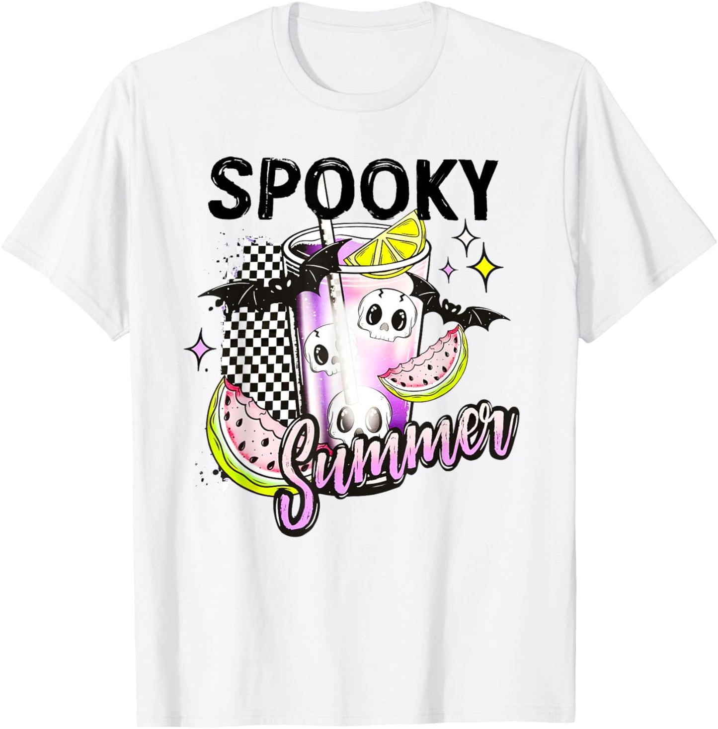 Vintage Spooky Summer Beach Halloween Coffee Summer Vacation T-shirt