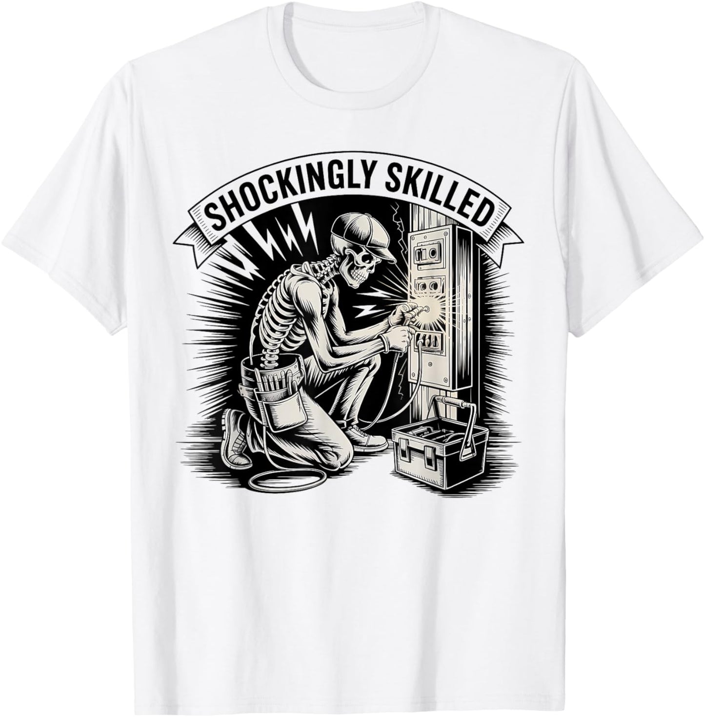 Shockingly Skilled Electrician Technician Funny Voltage Work T-Shirt