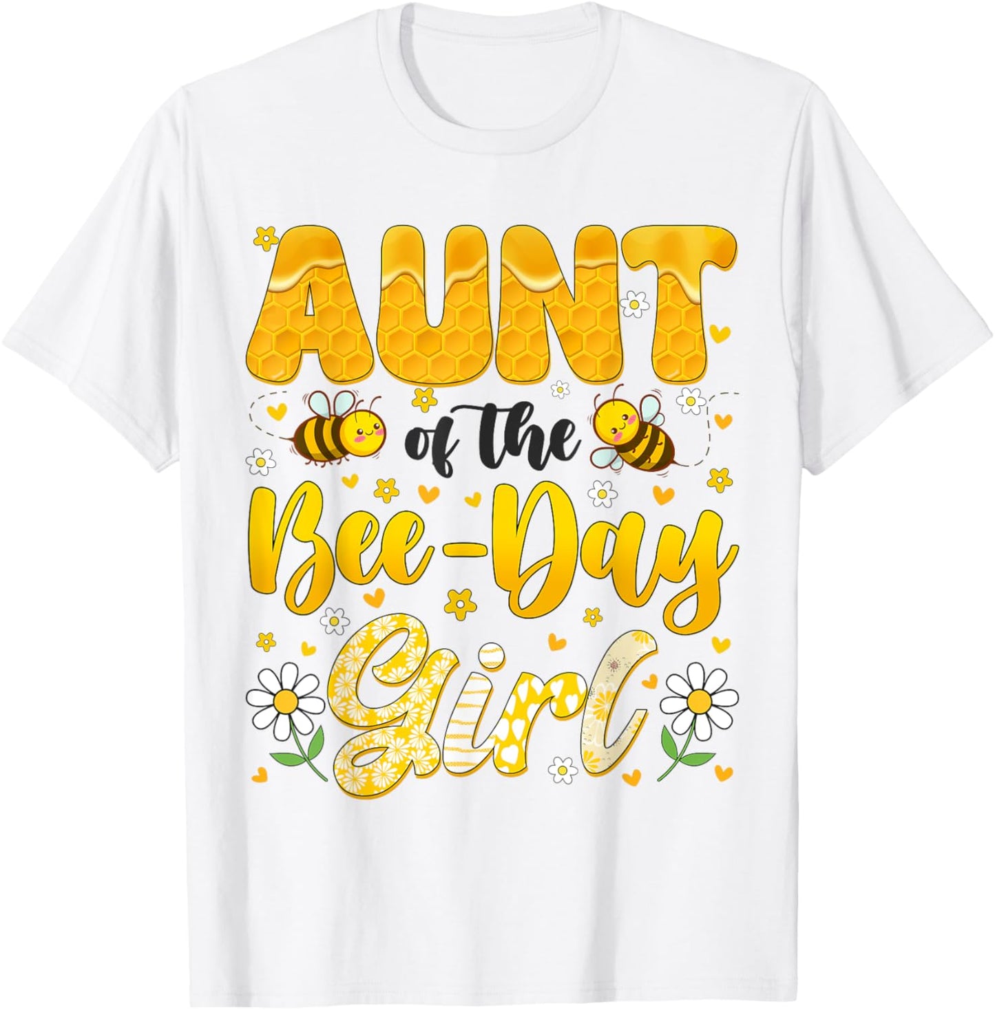 Aunt Of The Bee Day Girl Flower Birthday Family Matching T-Shirt