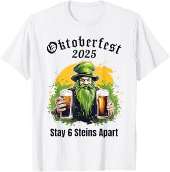 Oktoberfest 2025 6 Stein Apart Beer October Funny Drinking T-Shirt
