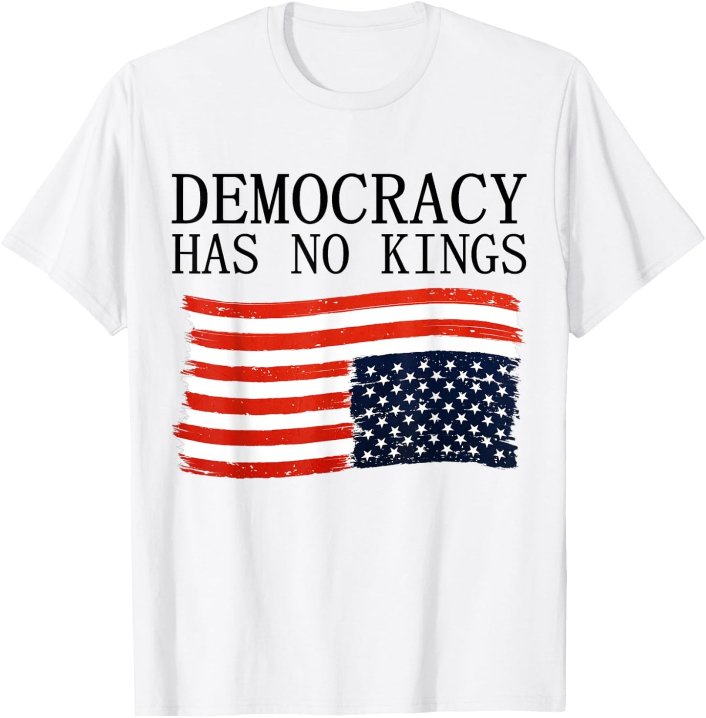 Democracy Has No Kings - Vintage American Flag Graphic T-Shirt