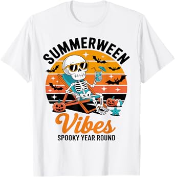 Summerween Spooky Summer summerween party Halloween Skeleton T-Shirt