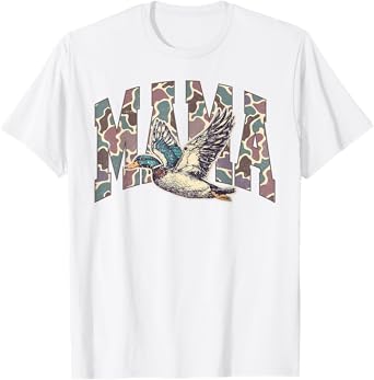 Mallard Duck Hunting Mama Retro Camouflage Daddy Mothers Day T-Shirt