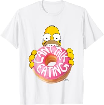 The Simpsons Homer Can't Talk Eating Big Donut Chest Logo T-Shirt