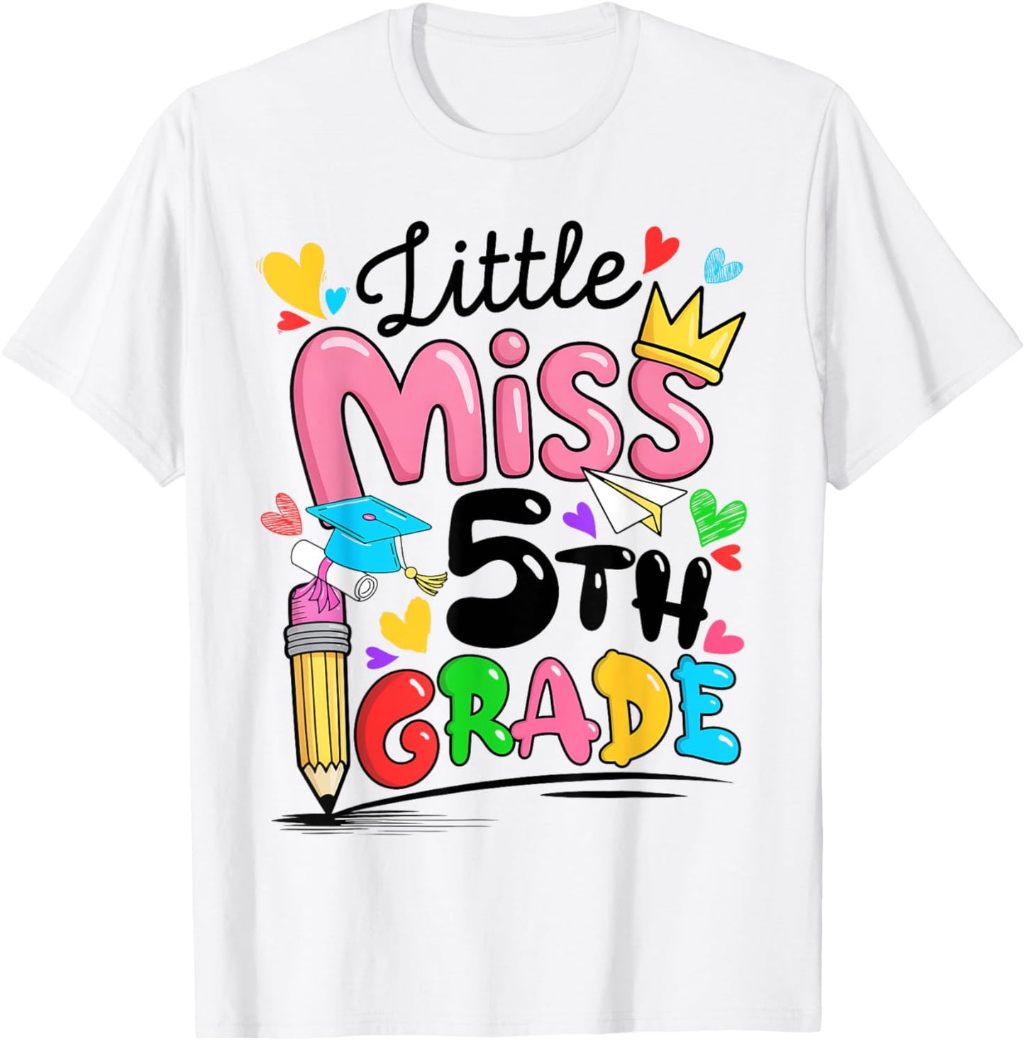Little Miss 5th Fifth Grade Cute Back To School T-shirt by TeeBrew
