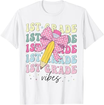 1st Grade Vibes Girl Coquette Bow First Grade Back To School T-Shirt