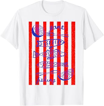 Gone fishing fisherman aesthetic coastal sardine fish T-Shirt