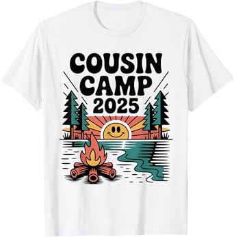 Cousin Campfire 2025 camping groovy design T-Shirt