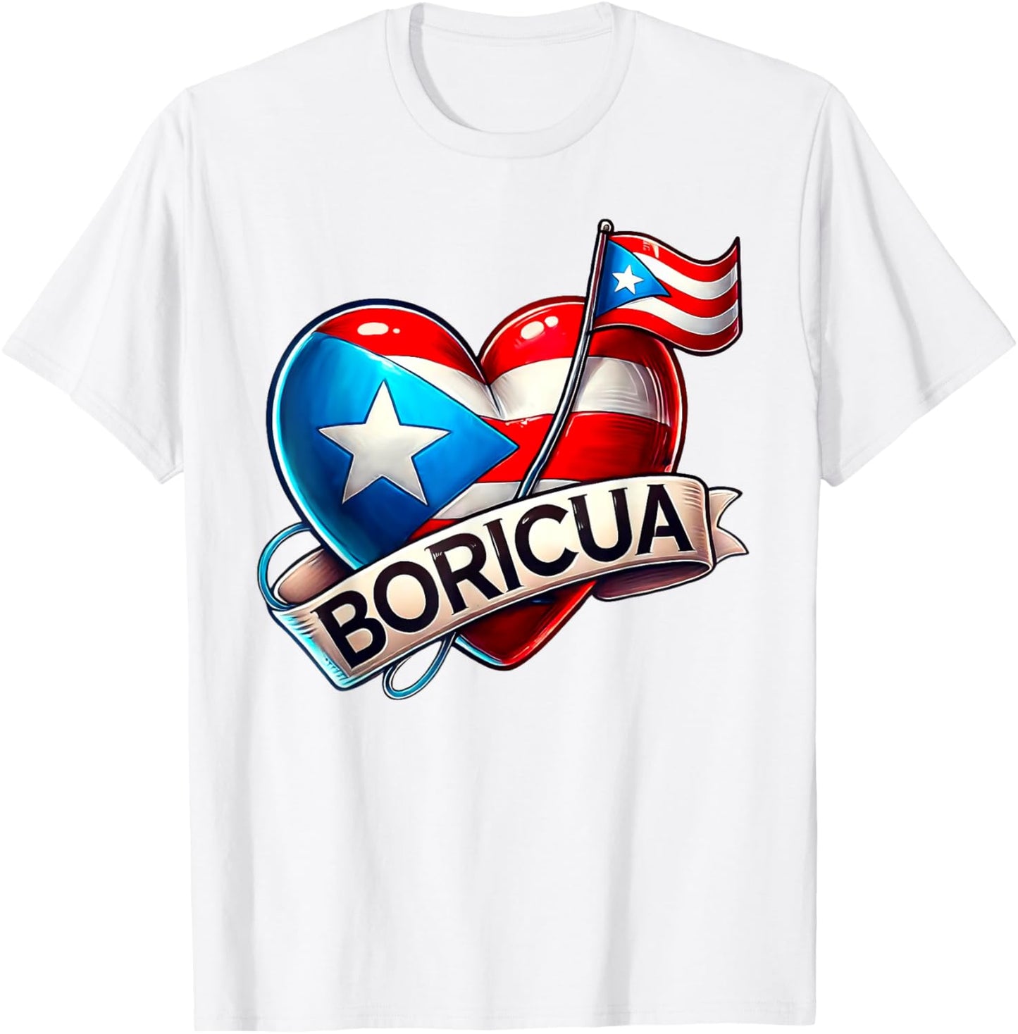 Puerto Rico Flag Heart Boricua Women Rican Hispanic Heritage T-Shirt